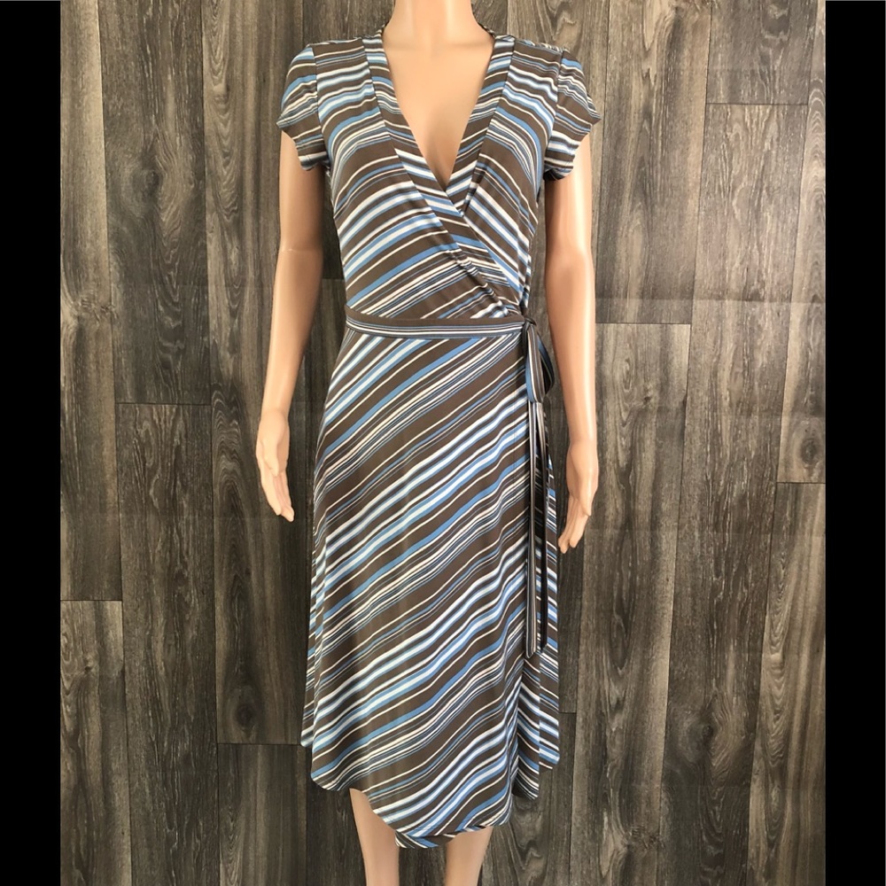 Max & Cleo striped full wrap dress